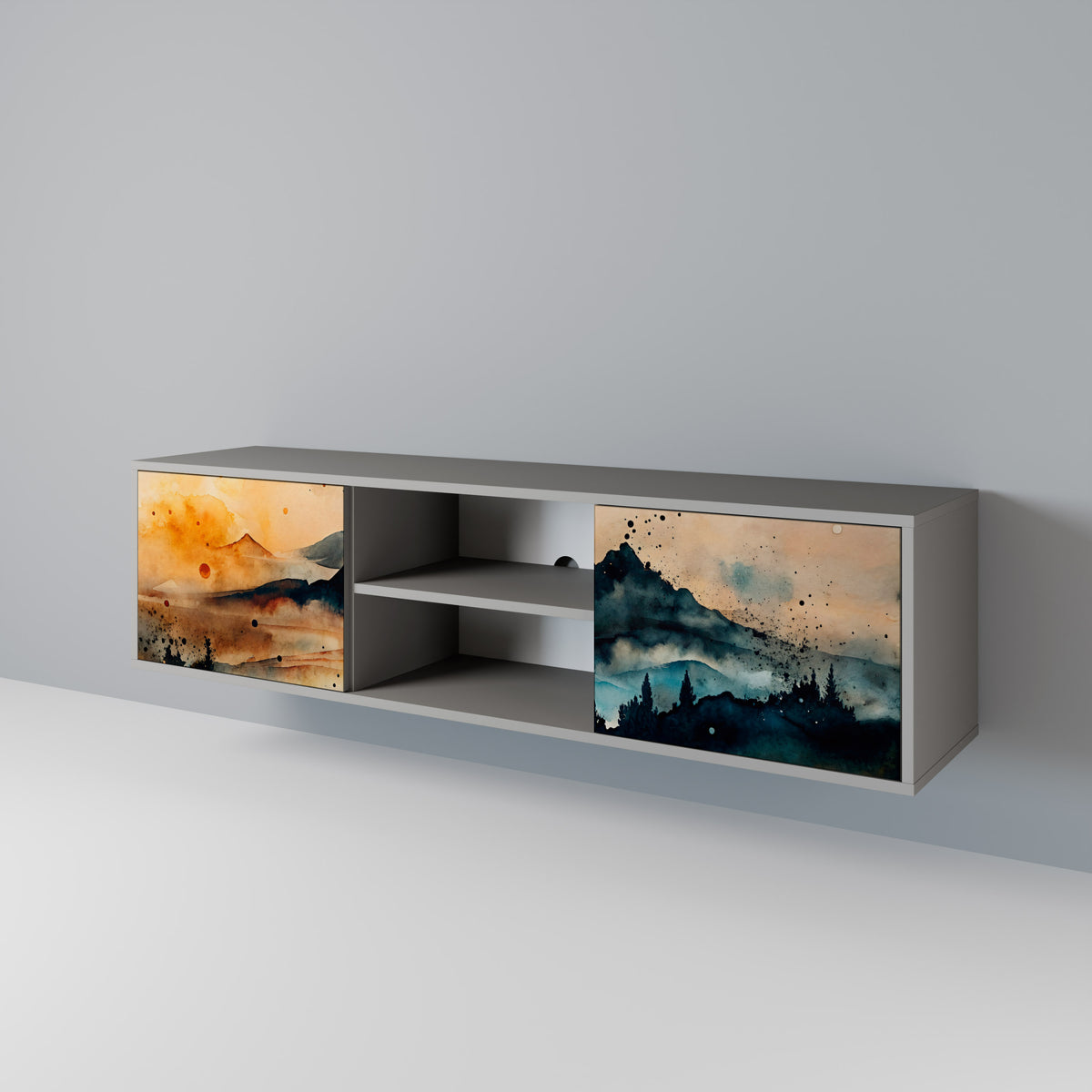 OMINOUS MOUNTAINS Mueble de TV de 2 Puertas