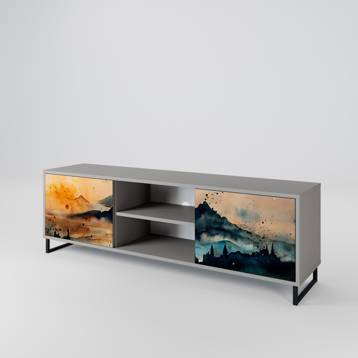 OMINOUS MOUNTAINS Mueble de TV de 2 Puertas