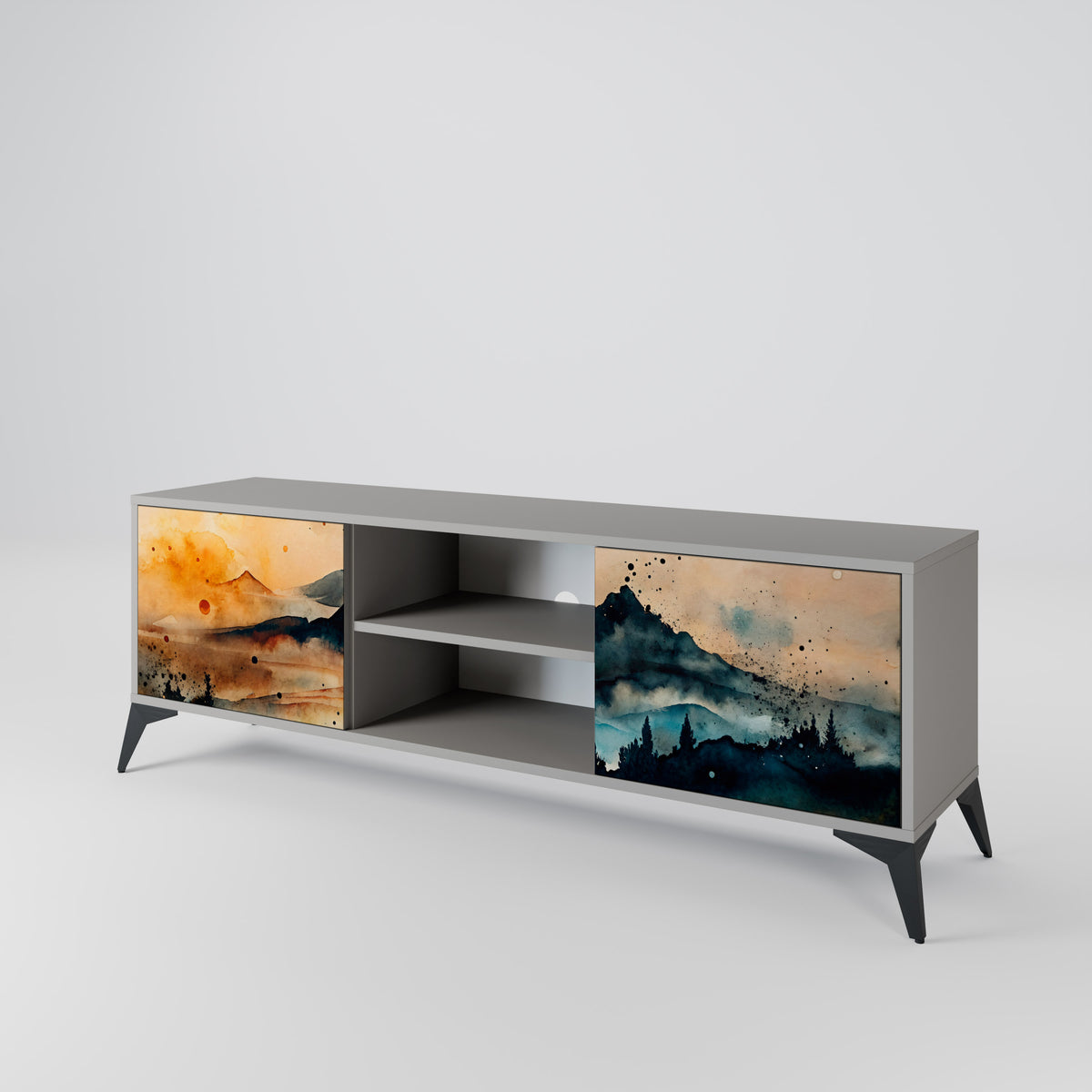 OMINOUS MOUNTAINS Mueble de TV de 2 Puertas