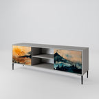 OMINOUS MOUNTAINS 2-Door TV Stand in Grey Finish