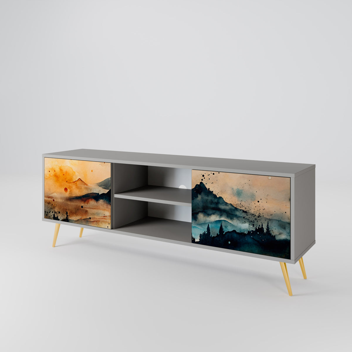 OMINOUS MOUNTAINS Mueble de TV de 2 Puertas