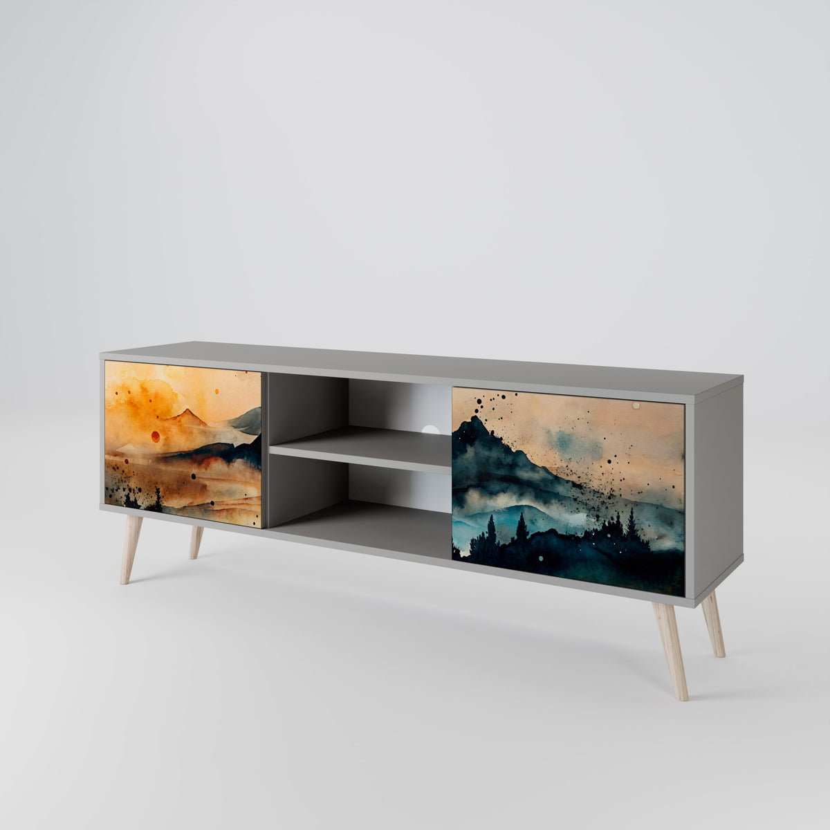 OMINOUS MOUNTAINS Mueble de TV de 2 Puertas