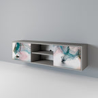 VELVET CROSSING Mueble de TV de 2 Puertas en Acabado Gris