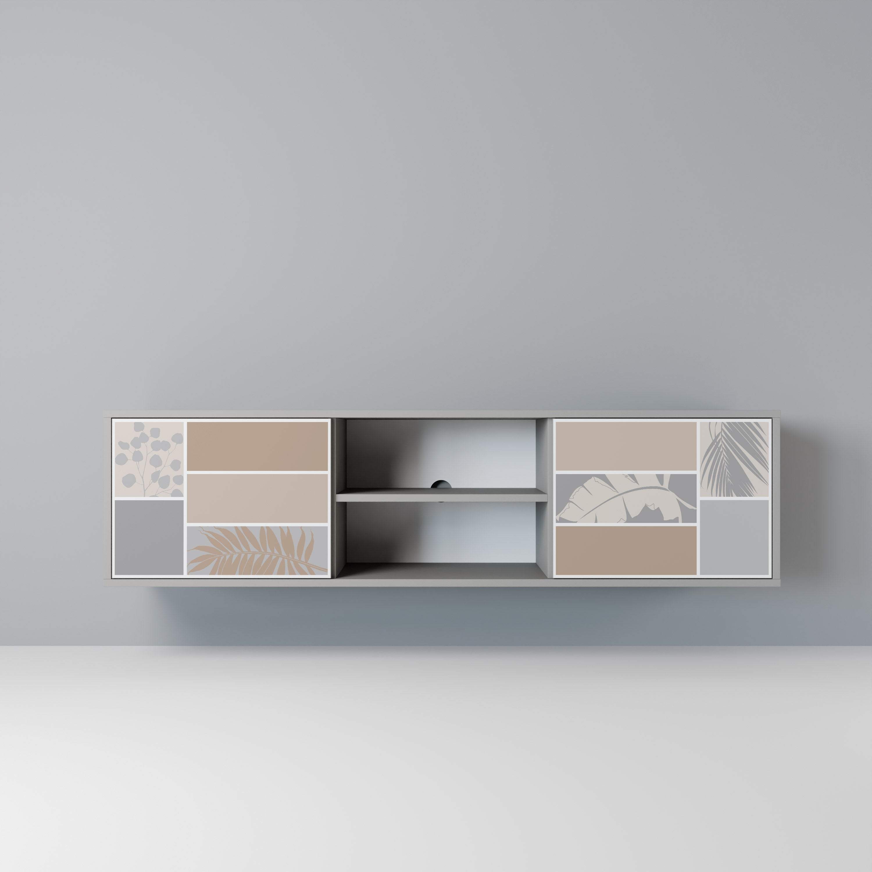 TROPICAL SHAPES 2-Door TV Stand in Grey Finish