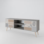 TROPICAL SHAPES Mueble de TV de 2 Puertas en Acabado Gris