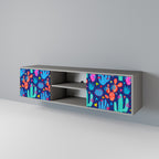 CACTUS VIBES 2-Door TV Stand in Grey Finish