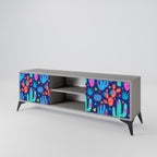 CACTUS VIBES 2-Door TV Stand in Grey Finish