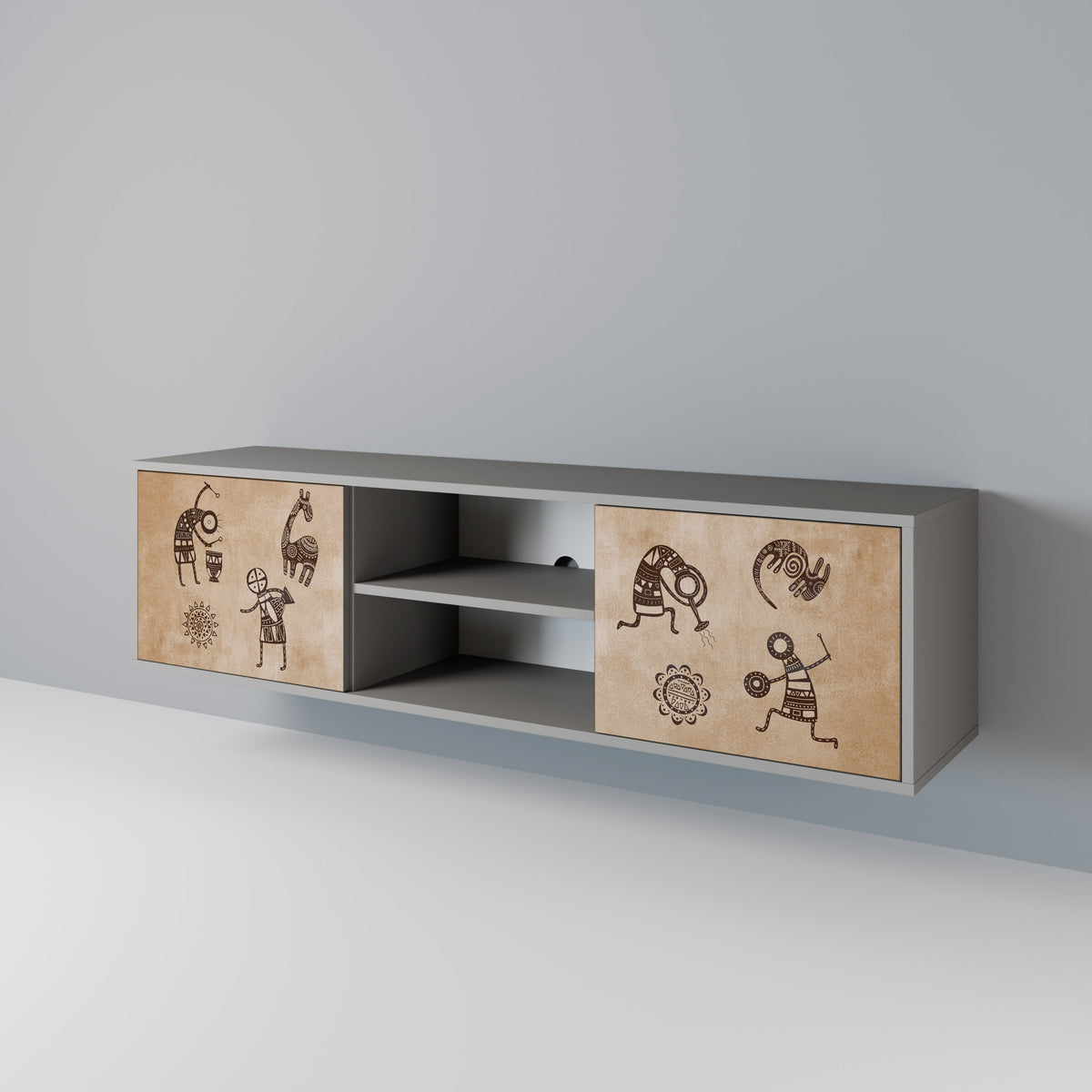 AFRICAN STYLE Mueble de TV de 2 Puertas