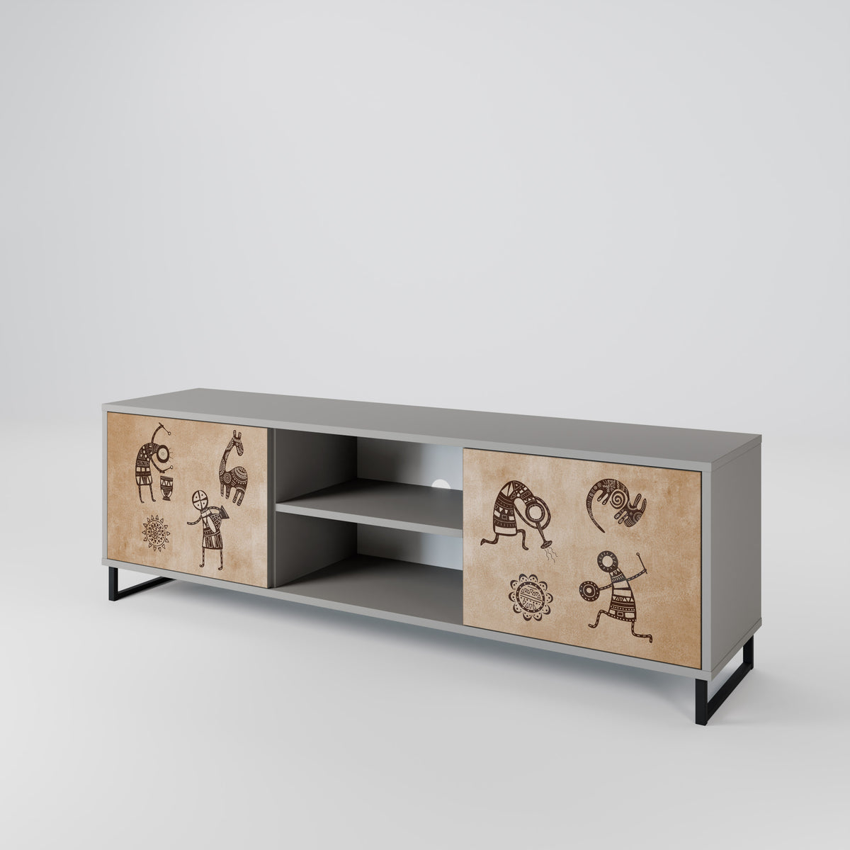 AFRICAN STYLE Mueble de TV de 2 Puertas