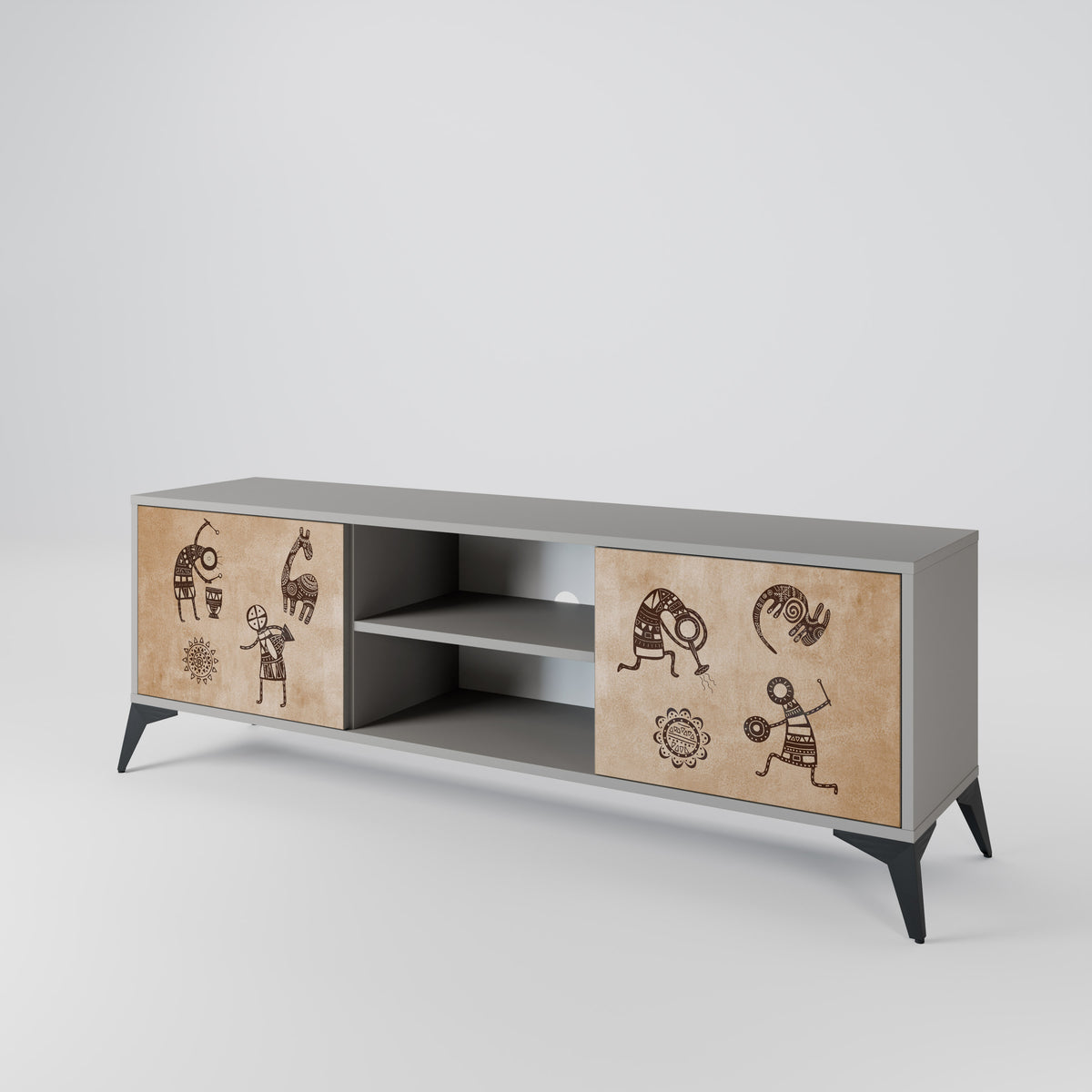 AFRICAN STYLE Mueble de TV de 2 Puertas