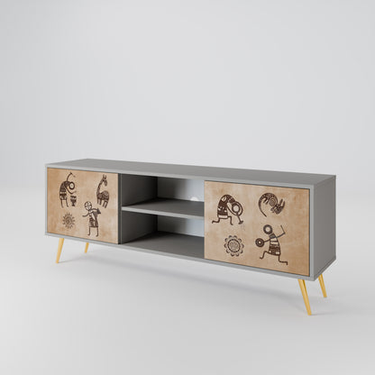 AFRICAN STYLE Mueble de TV de 2 Puertas
