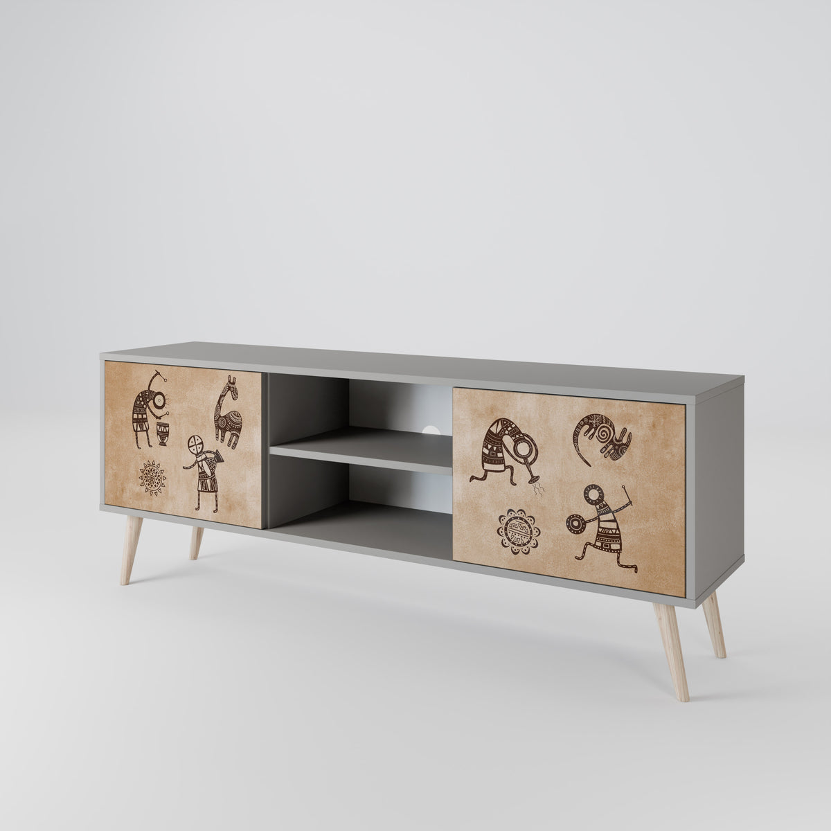 AFRICAN STYLE Mueble de TV de 2 Puertas