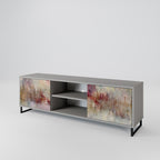 VEILED SUMMIT 2-Door TV Stand in Grey Finish