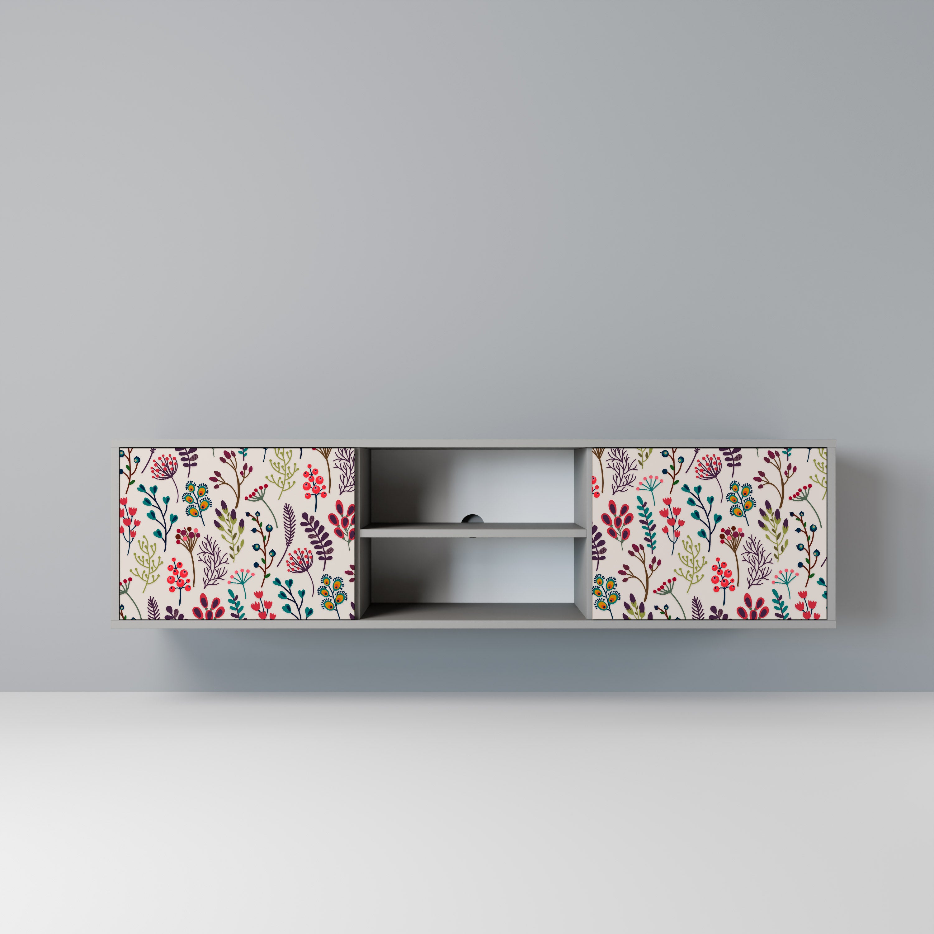 AUTUMN SUNDRIES 2-Door TV Stand in Grey Finish