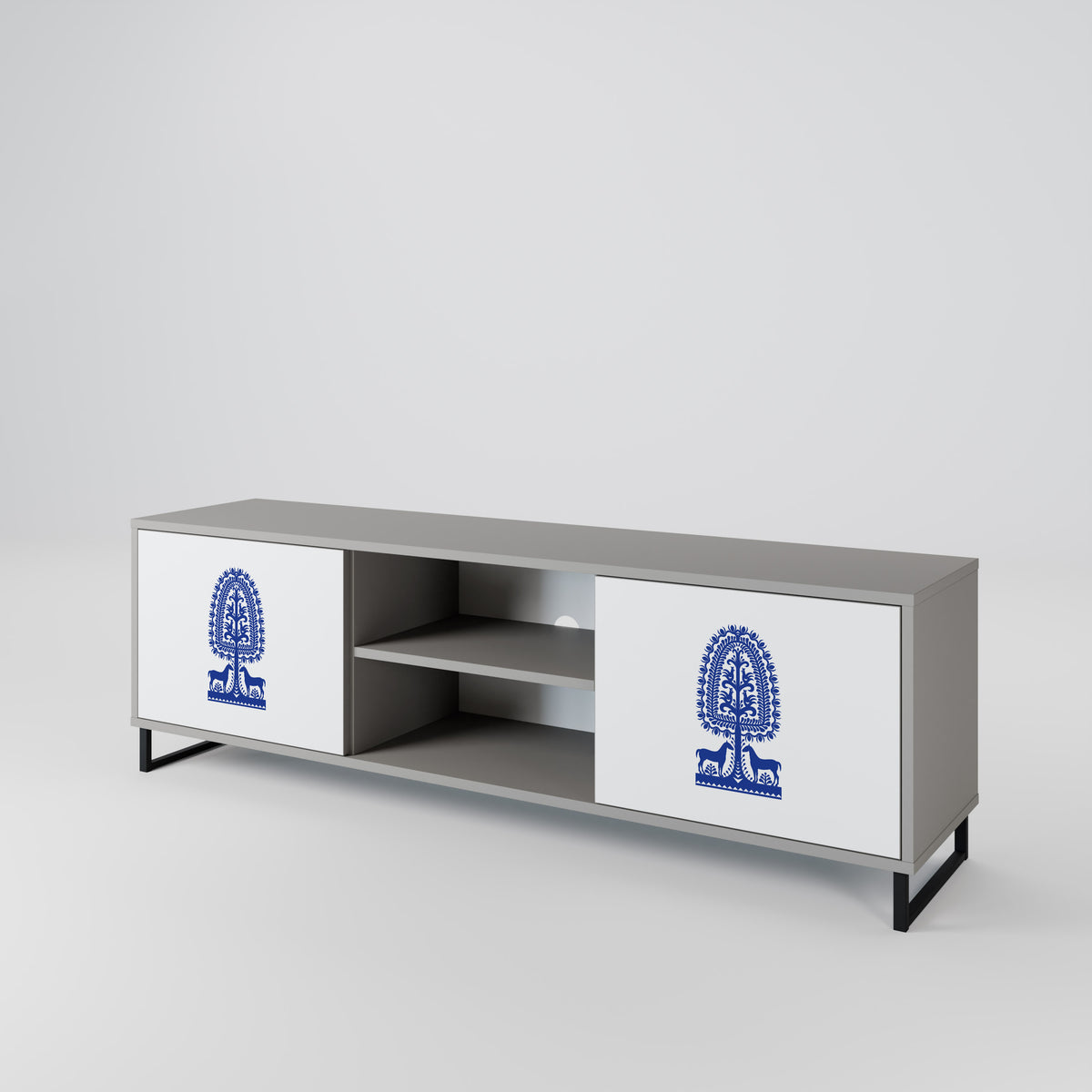 POLISH FOLK ART Mueble de TV de 2 Puertas