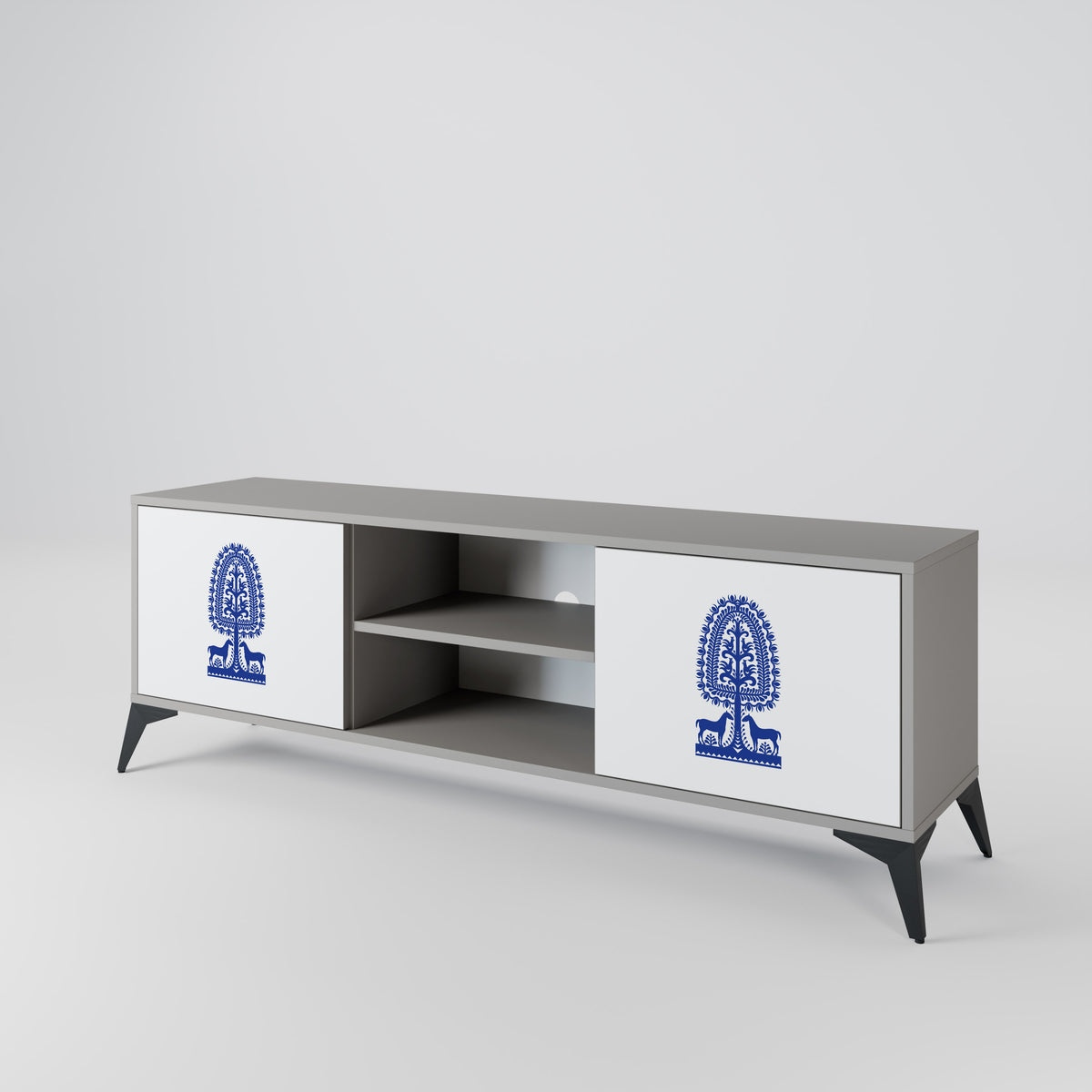 POLISH FOLK ART Mueble de TV de 2 Puertas