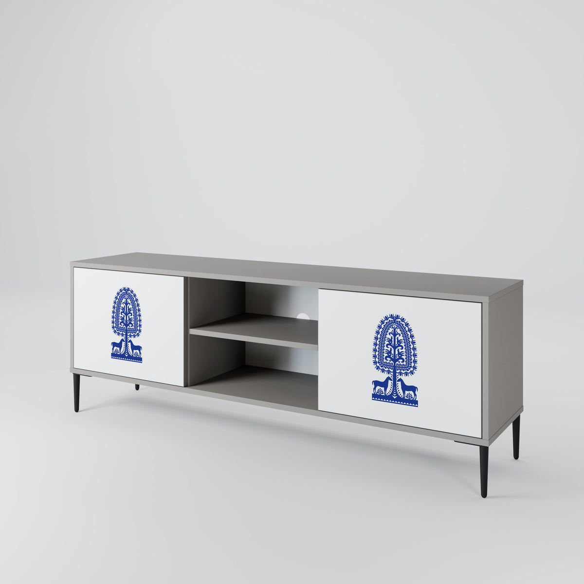 POLISH FOLK ART Mueble de TV de 2 Puertas