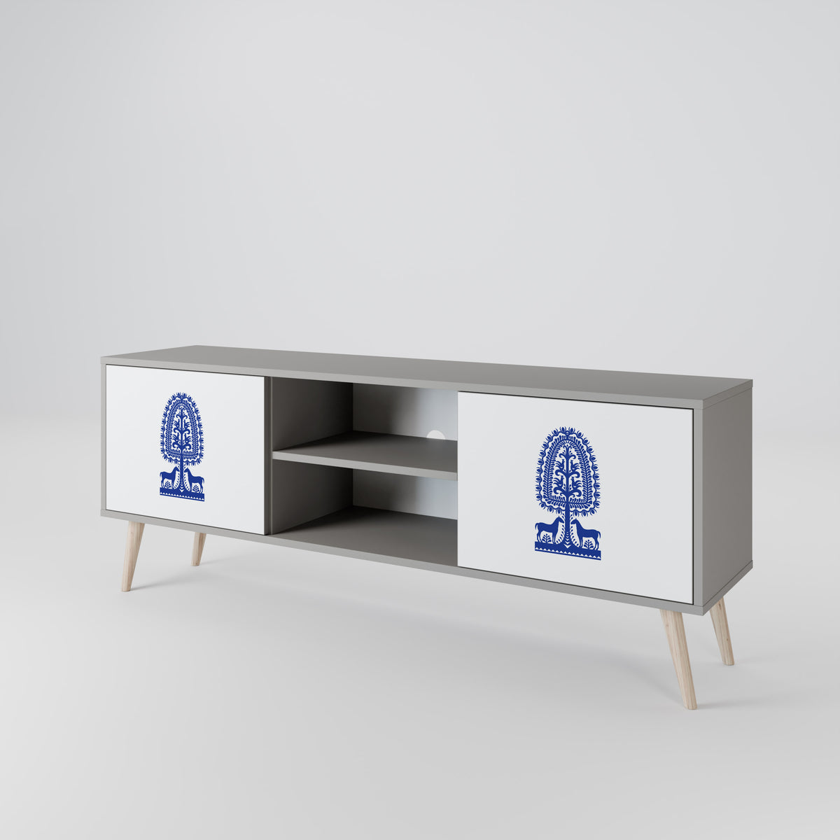 POLISH FOLK ART Mueble de TV de 2 Puertas