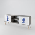 POLISH FOLK ART 2-Door TV Stand in Grey Finish