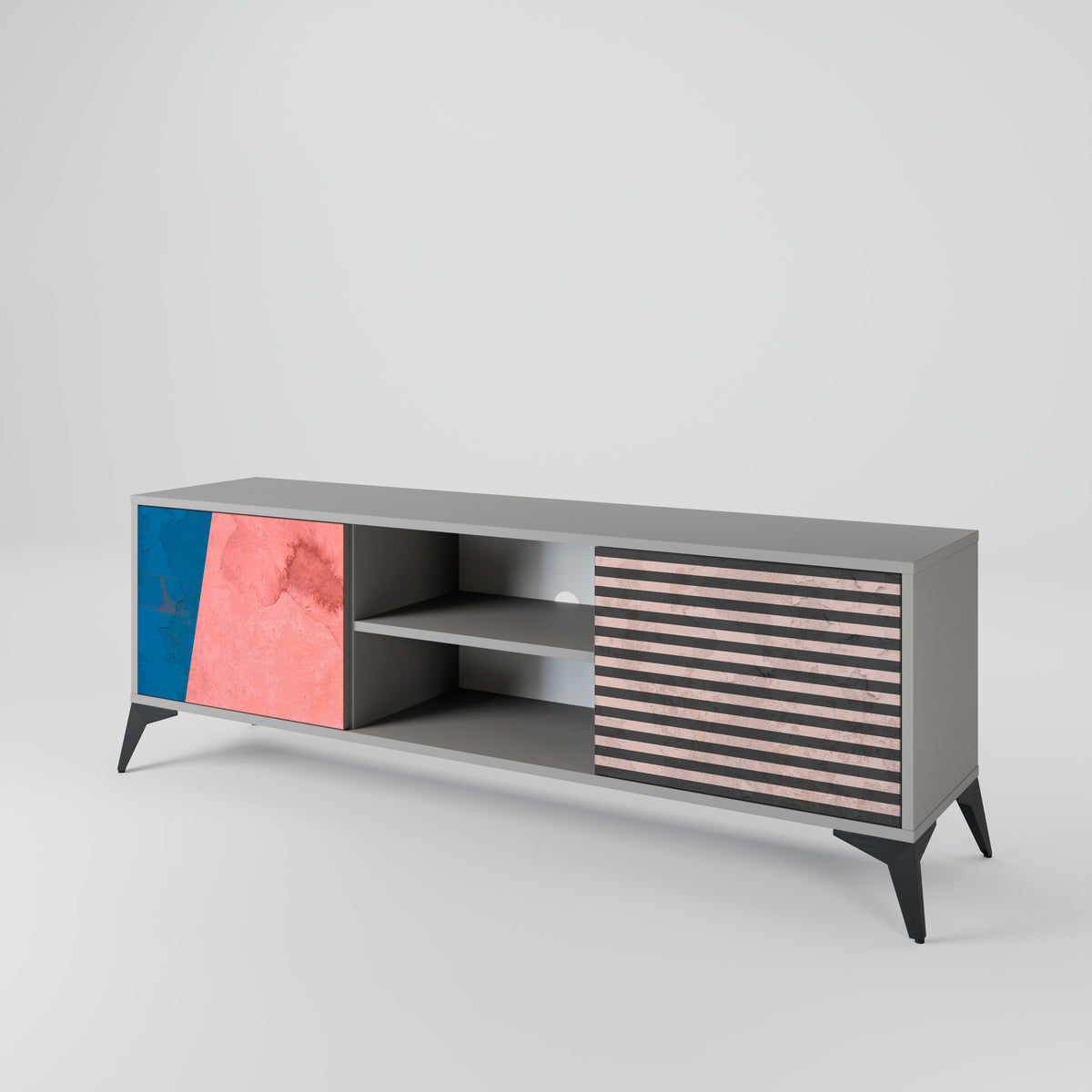 GLAMOROUS STRIPE Mueble de TV de 2 Puertas