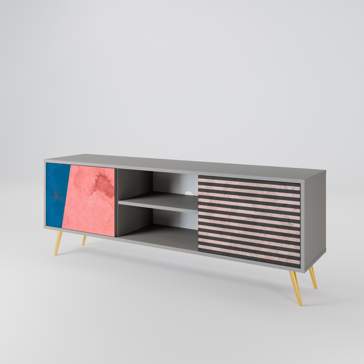GLAMOROUS STRIPE Mueble de TV de 2 Puertas