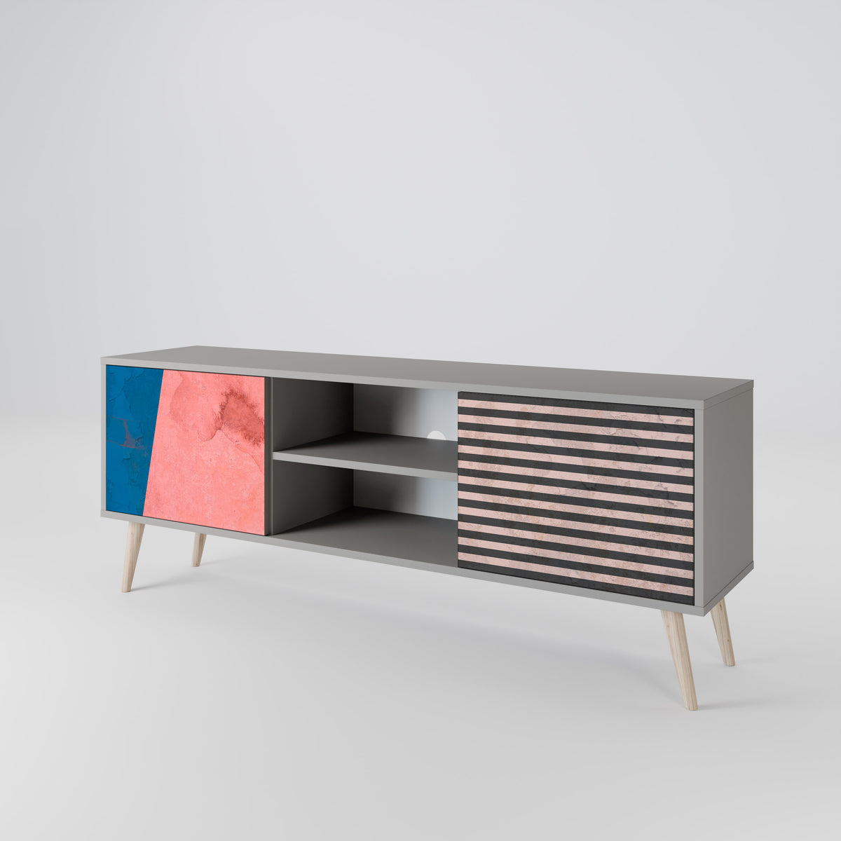 GLAMOROUS STRIPE Mueble de TV de 2 Puertas
