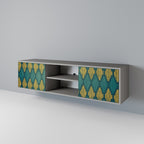 POLYGONS Mueble de TV de 2 Puertas en Acabado Gris