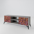 PAINTED SQUARES 2-Door TV Stand in Grey Finish