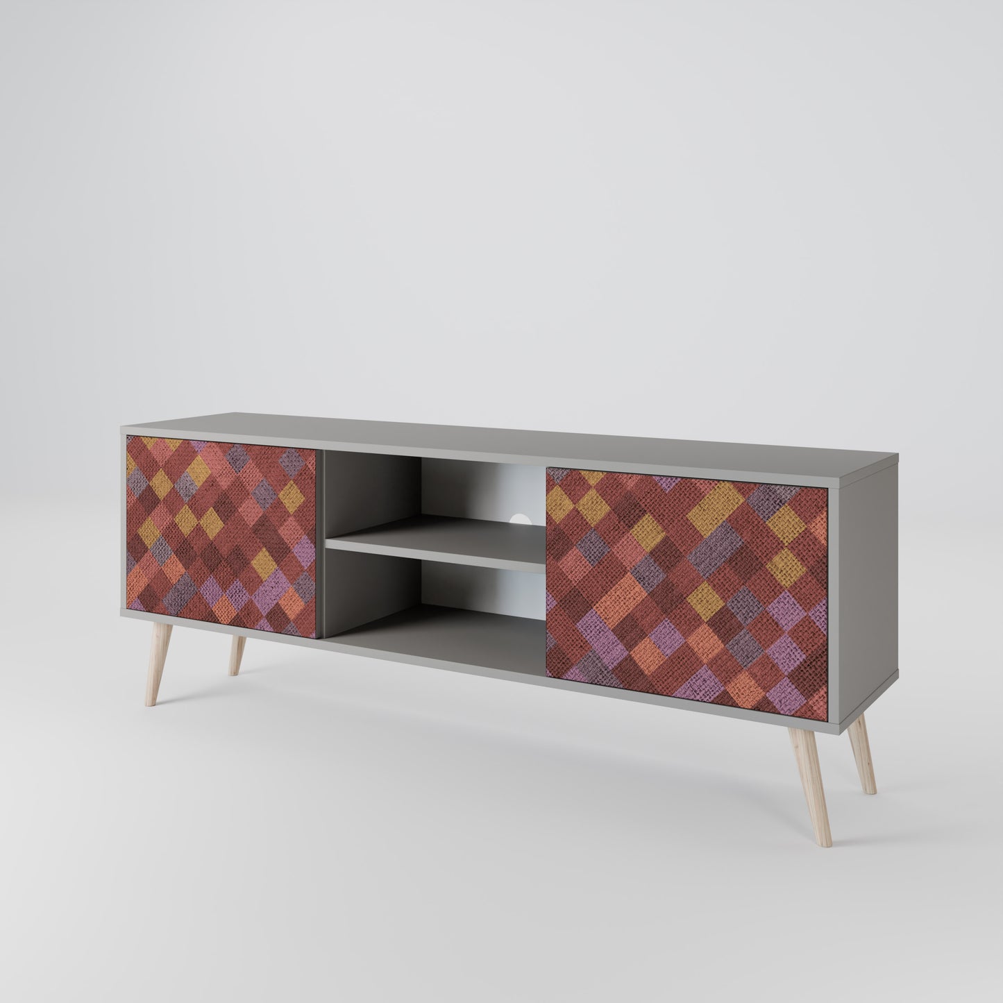 PAINTED SQUARES Mueble de TV de 2 Puertas