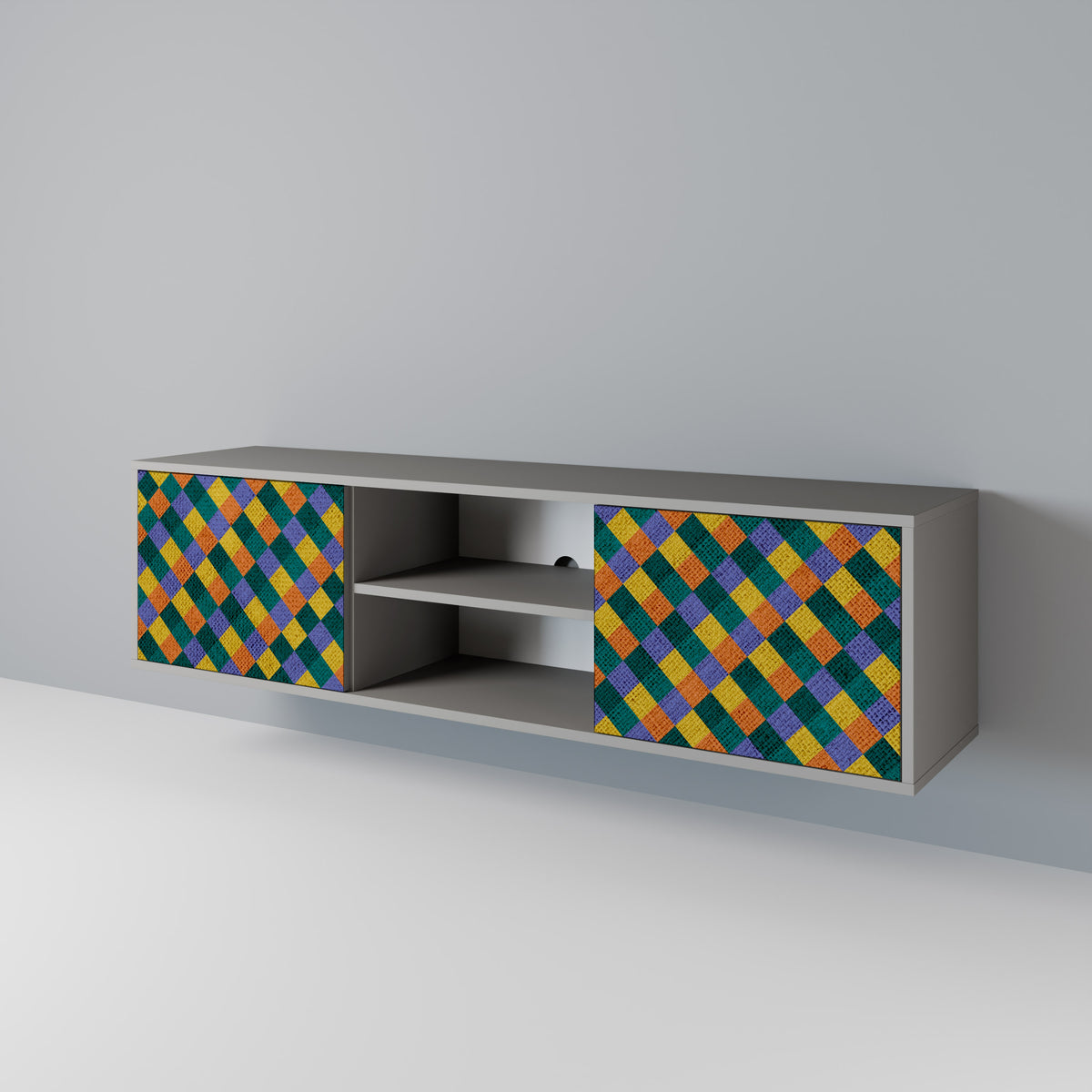 PAINTED SQUARES MIX Mueble de TV de 2 Puertas