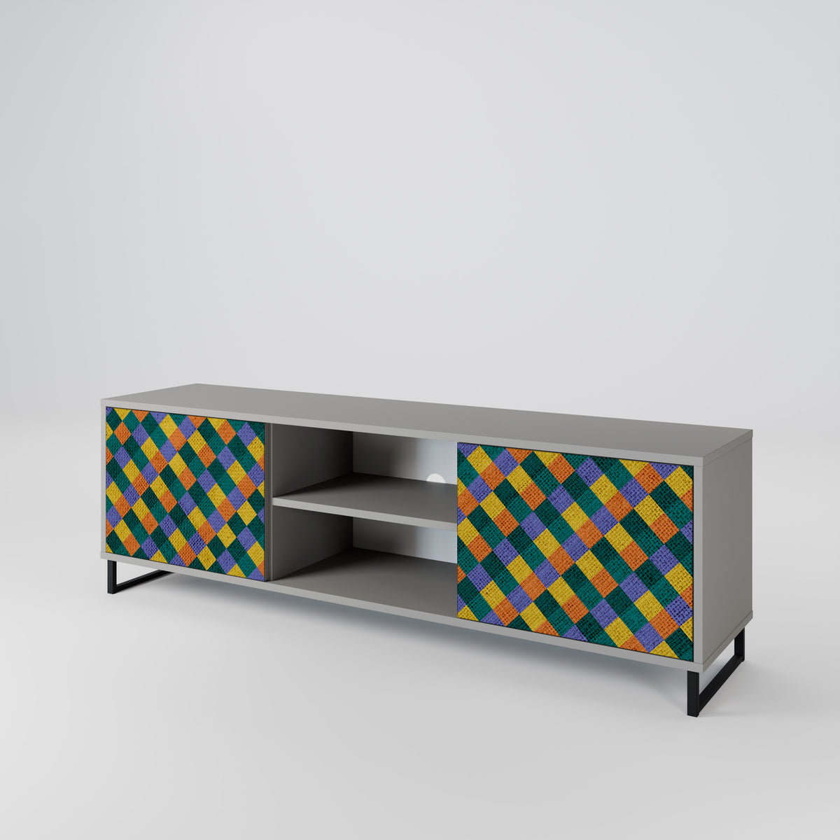 PAINTED SQUARES MIX Mueble de TV de 2 Puertas