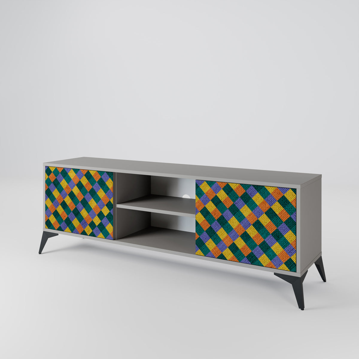 PAINTED SQUARES MIX Mueble de TV de 2 Puertas