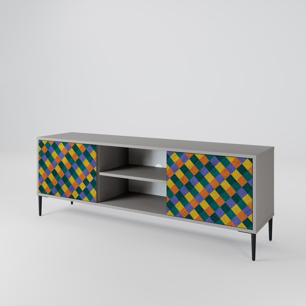 PAINTED SQUARES MIX Mueble de TV de 2 Puertas