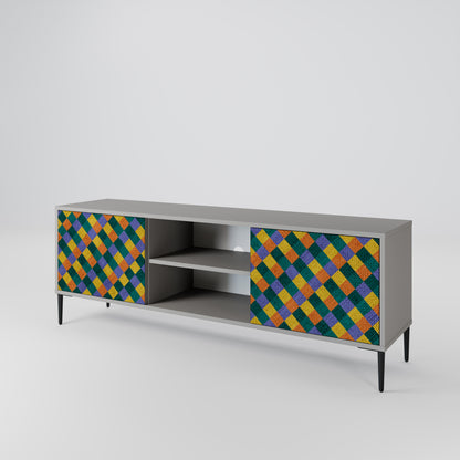 PAINTED SQUARES MIX Mueble de TV de 2 Puertas