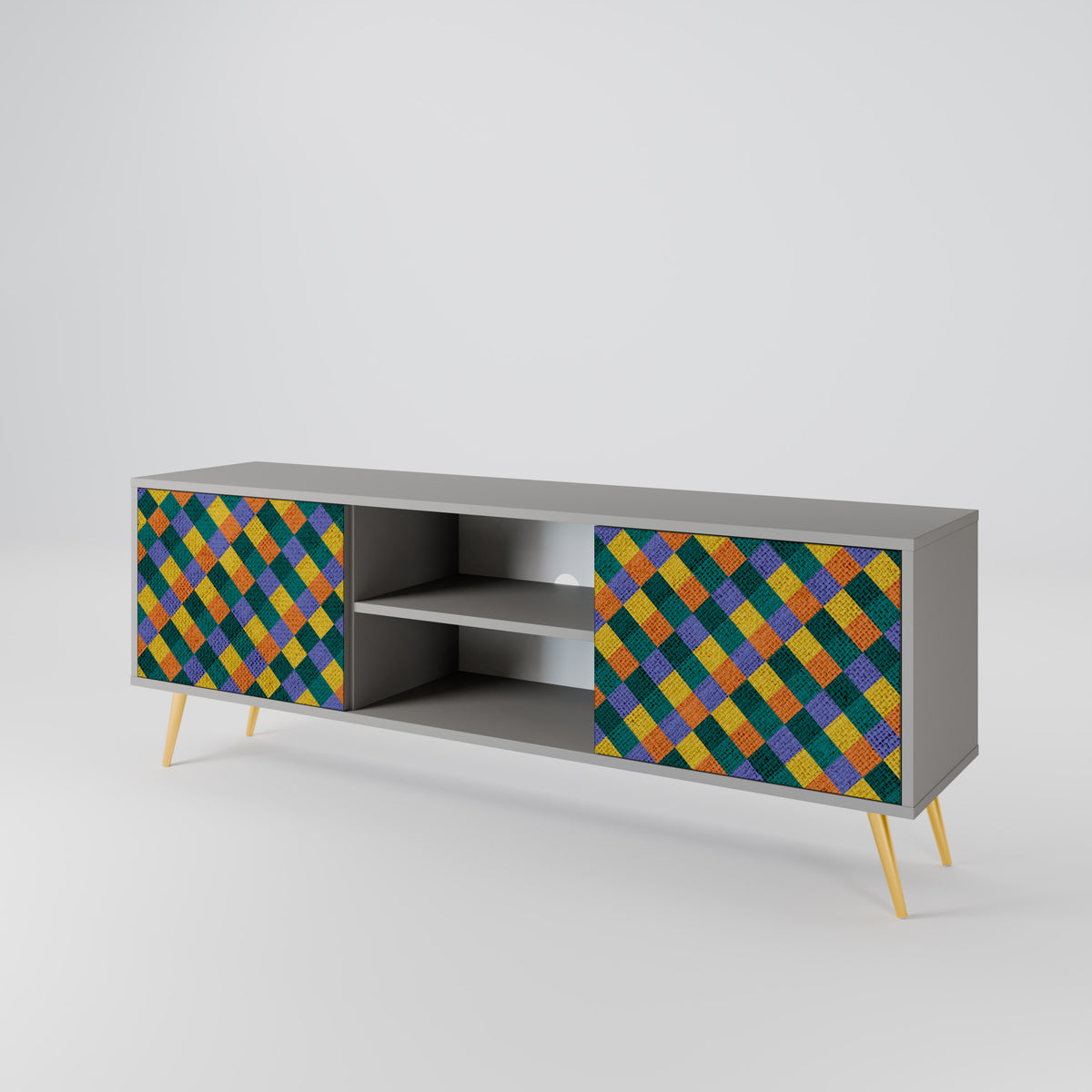 PAINTED SQUARES MIX Mueble de TV de 2 Puertas