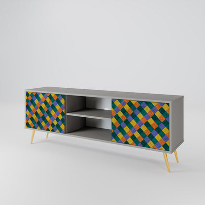 PAINTED SQUARES MIX Mueble de TV de 2 Puertas