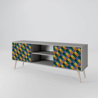 PAINTED SQUARES MIX Mueble de TV de 2 Puertas