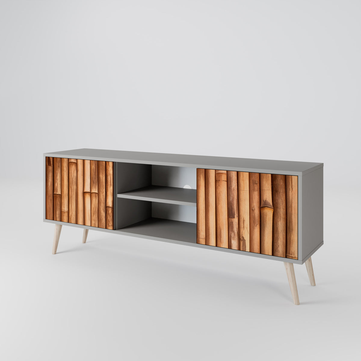 NATURAL WOOD Mueble de TV de 2 Puertas