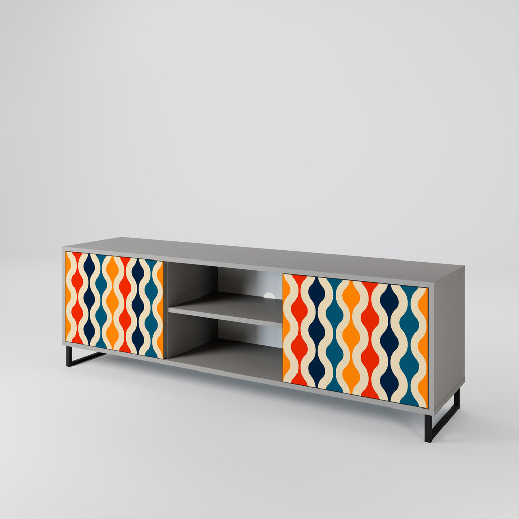 Mueble de TV de 2 puertas con acabado gris y NOSTALGIA COLORIDA