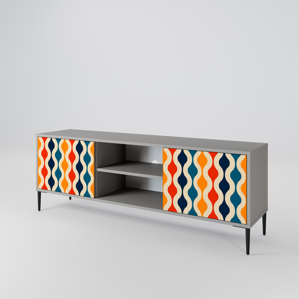 Mueble de TV de 2 puertas con acabado gris y NOSTALGIA COLORIDA