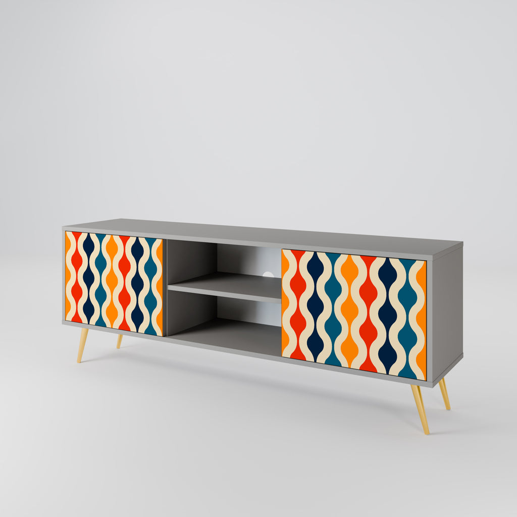 Mueble de TV de 2 puertas con acabado gris y NOSTALGIA COLORIDA