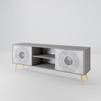 SOLID CIRCLES 2-Door TV Stand in Grey Finish