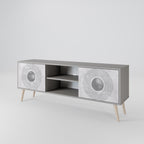 SOLID CIRCLES 2-Door TV Stand in Grey Finish