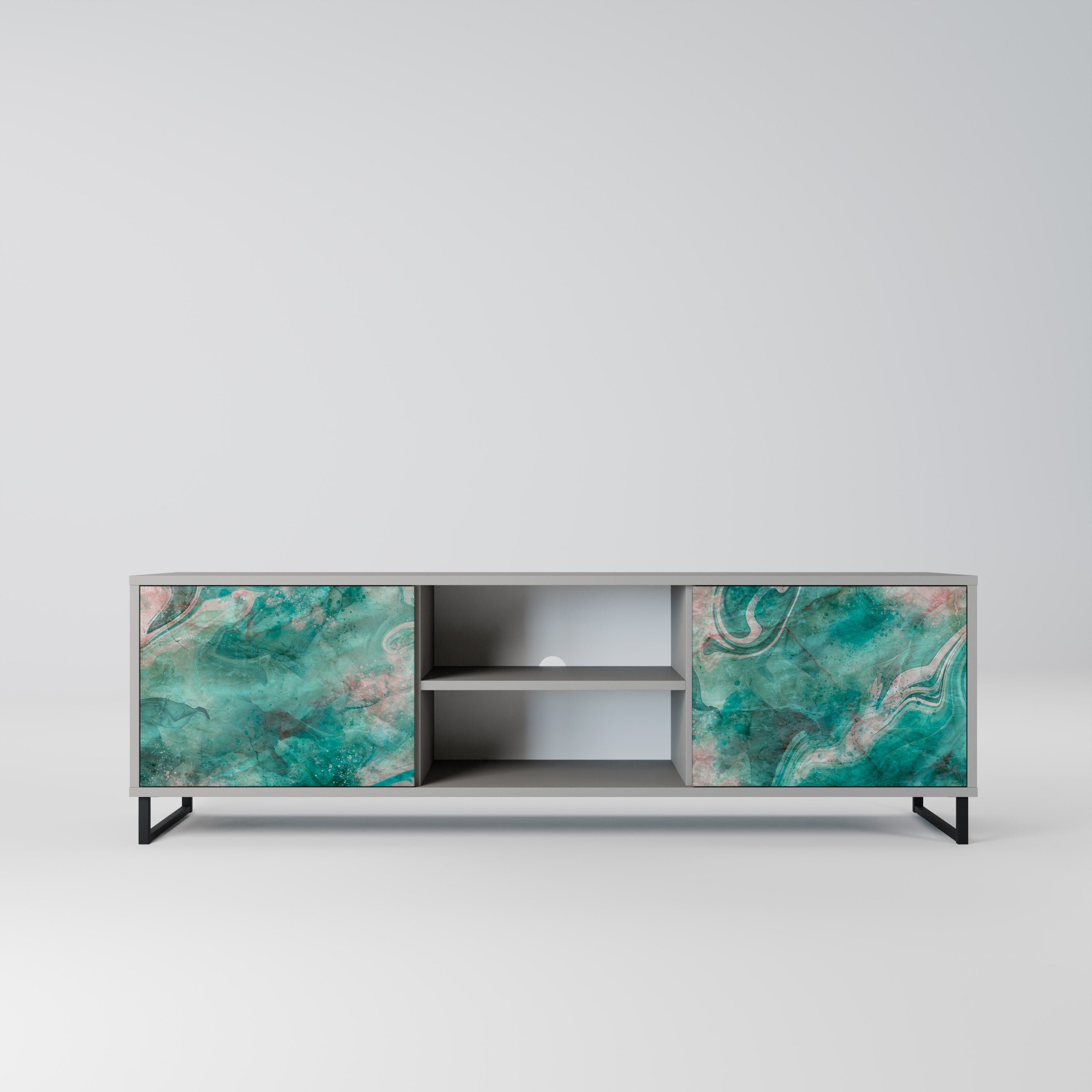 ABSTRACT ALCHEMY 2-Door TV Stand in Grey Finish