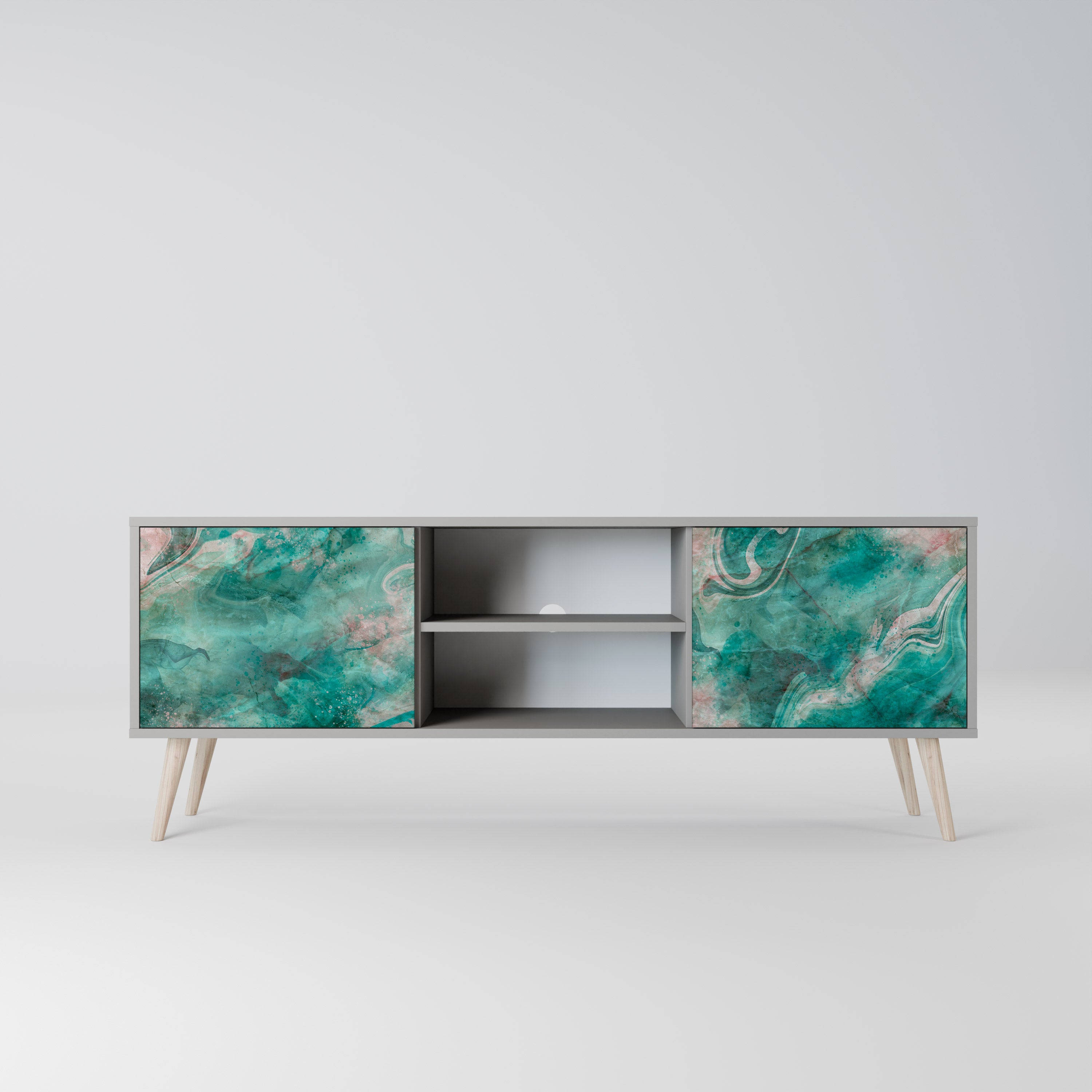 ABSTRACT ALCHEMY 2-Door TV Stand in Grey Finish