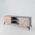 SPRING WHIMSY 2-Door TV Stand in Grey Finish