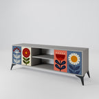 SCANDIC FLOWERET 2-Door TV Stand in Grey Finish