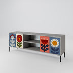 SCANDIC FLOWERET 2-Door TV Stand in Grey Finish