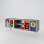 SCANDIC FLOWERET 2-Door TV Stand in Grey Finish