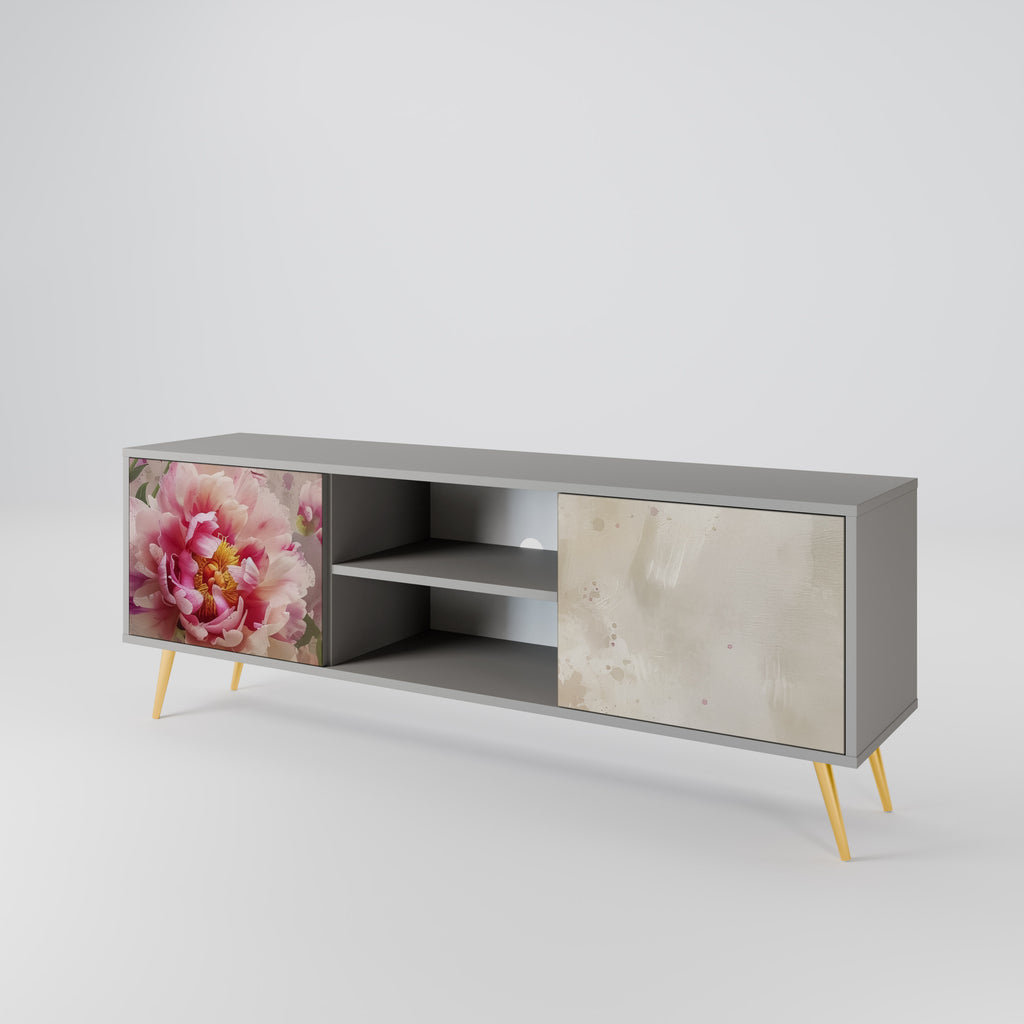 PEONY WHISPER 2-Door TV Stand in Grey Finish